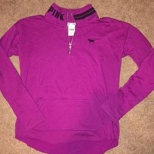 Pink 1/4 zip up sweatshirt
